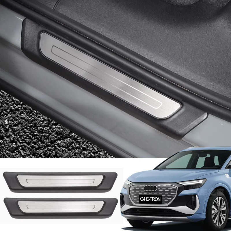 2pcs For Audi Q4 E-TRON Door Sill Protector Rear Door Sill Guards Protection Pedal Scuff Plate Strip Car Accessories