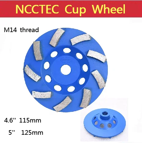 

4.6'' 5'' M14 Thread Helical Segments Diamond Sintered Grinding Cup Wheels | 115mm 125mm Concrete Granite Discs Disks Plates