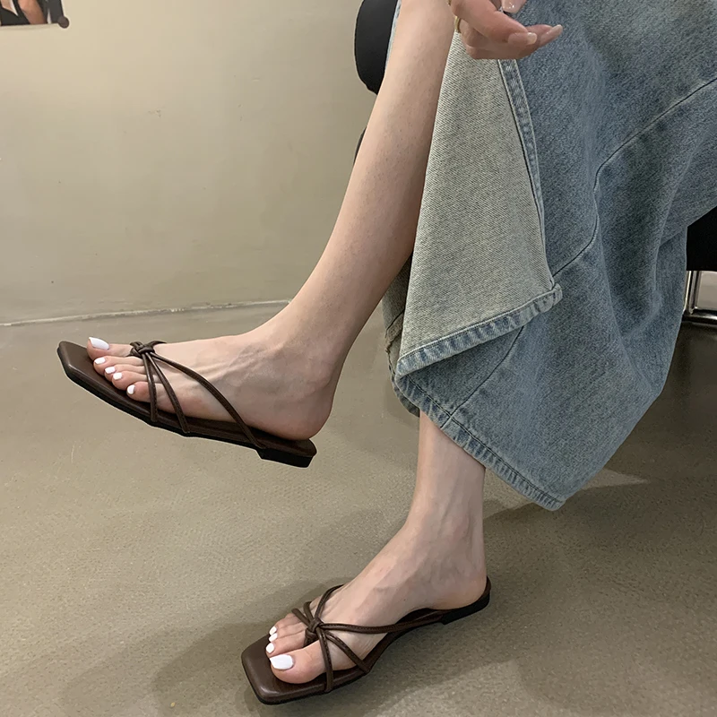 Summer Beach Flip Flop Women's Flats Slippers Comfort Slip On Slides Casual Dress Street Style Shoes image 2
