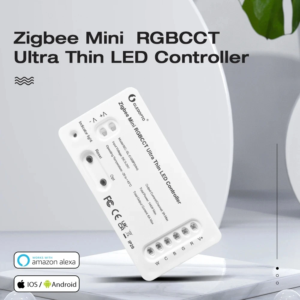 

Светодиодный мини-контроллер Zigbee, цветовая температура, RGB, RGB, WWCW, подсветка телевизора, Кухонное освещение, работает с голосовым управлением Alexa