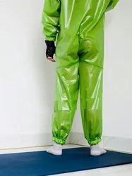 (Can Custom)Man Green Waterproof Windproof Hooded Long Sleeve Jumpsuit Anti-Dusty See Through Sexy Costume DJ Club Private Party