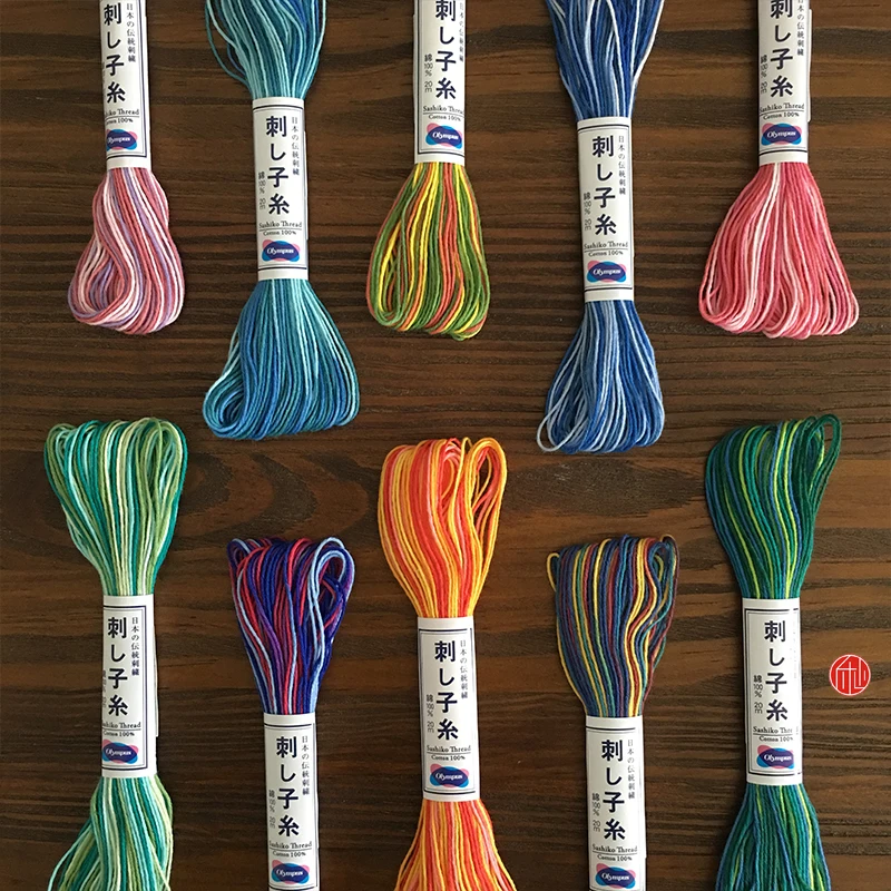 

Japan Olympus Gradual Change Embroidery, Segment Dyeing Line 20 Meters/piece, Pure Cotton Segment Dyeing Hand Embroidery Thread