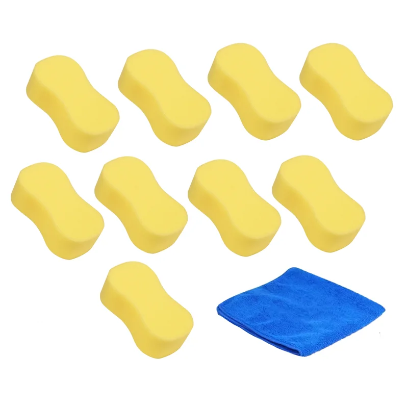 Car Cleaning Wash Sponge Set 10Pcs Thick Microfiber Wax Double-Sided Superfine Fiber for Housework Detail Cleaning Car