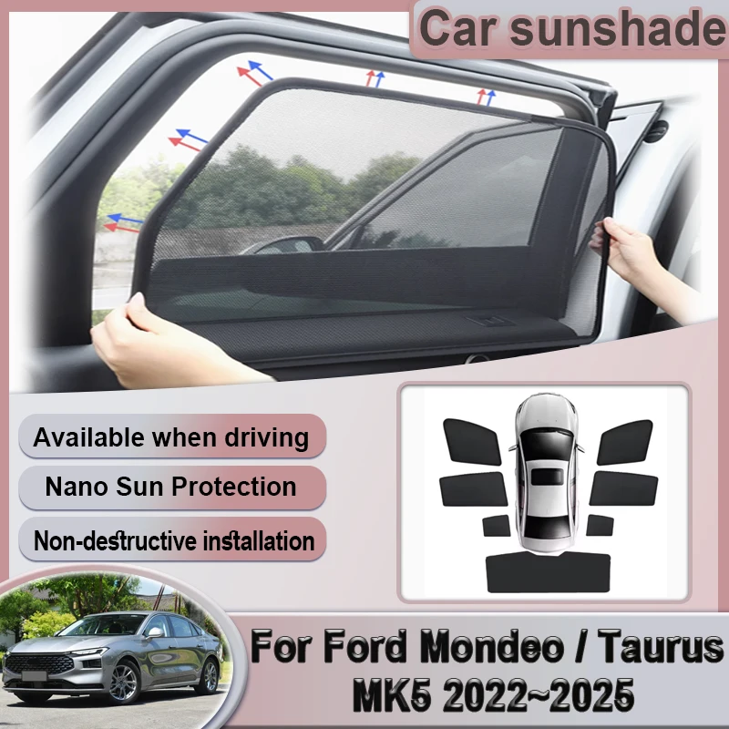 

Для Ford Mondeo Taurus MK5 2022 ~ 2025 2023 2024 автомобильные сетчатые солнцезащитные козырьки на заказ, магнитный козырек от солнца, занавеска, автомобильные аксессуары