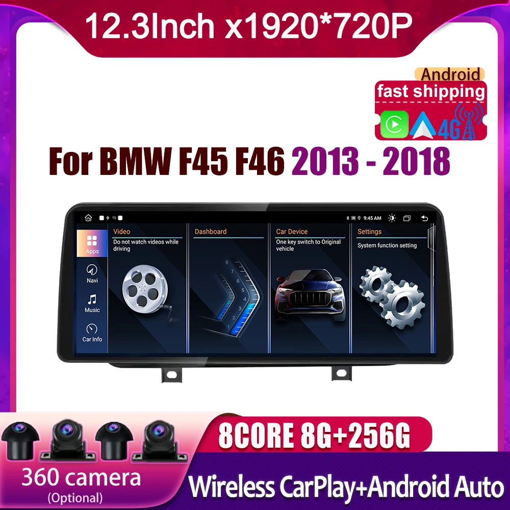 

12.3 Inch For BMW F45 F46 2013 - 2018 Android 14 Car Accessories Carplay Monitor Multimedia Speacker Radio Player ID8 Screen
