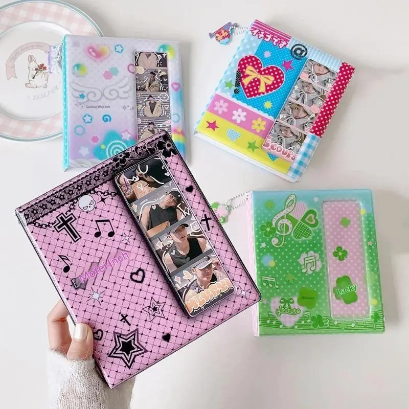 Portable 4-Grid Kpop Photocard Holder Pendant Eco-friendly PVC Idol Photo Storage Album for Bag Ornament