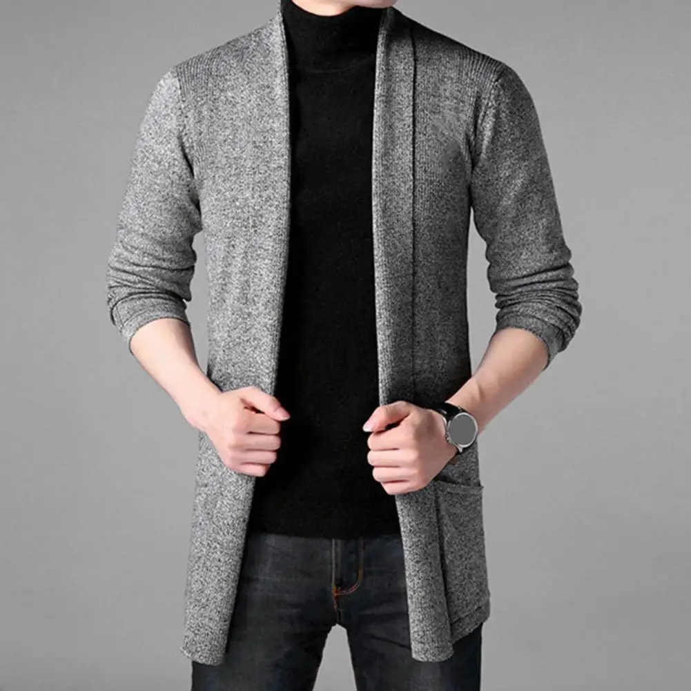 New 2024 Spring Autumn Men's Sweater Coats Cardigans Slim Fit Long Solid Knitted Jacket Male Casual Sweater Cardigan Coats M-3XL