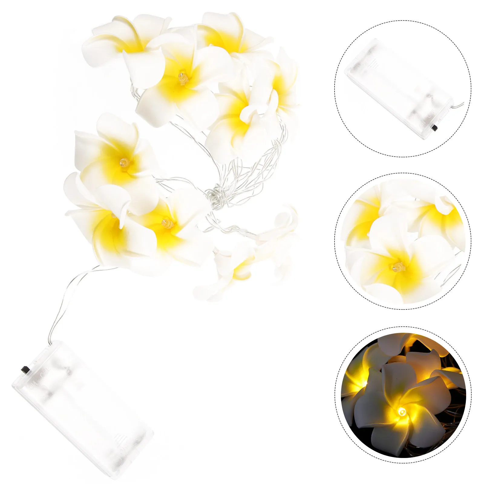 

LED Artificial Plumeria Flower String Light 20 Warm White Leds Long Lifespan Low Power High Brightness for Wedding Party