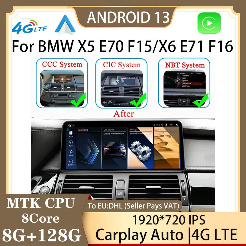 

Factory Price 12.5" Android13 Auto Radio Carplay For BMW X5 X6 E70 E71 Car Video Player Multimedia Screen GPS Navigation 360 Cam