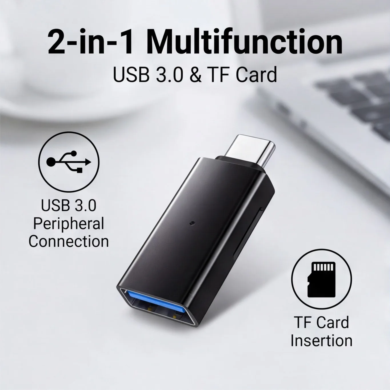USB-C to USB 3.0 OTG Adapter,Mini TF Card Reader for Computers, Laptops, Cameras – High-Speed Data Transfer, Plug and Play, No D
