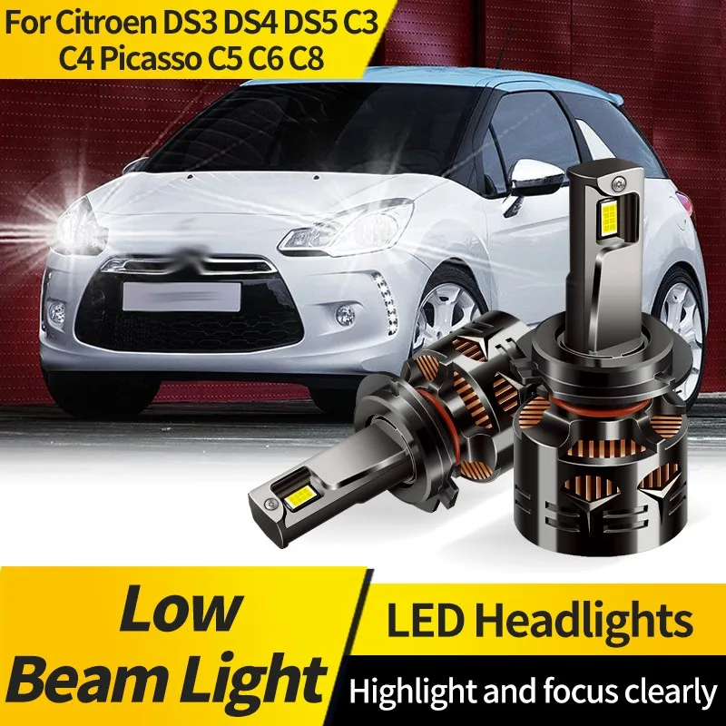 

2PCS H7 LED Headlights Low Beam Light 6000K White Mini Diode 12V LED Front Bulbs For Citroen DS3 DS4 DS5 C3 C4 Picasso C5 C6 C8