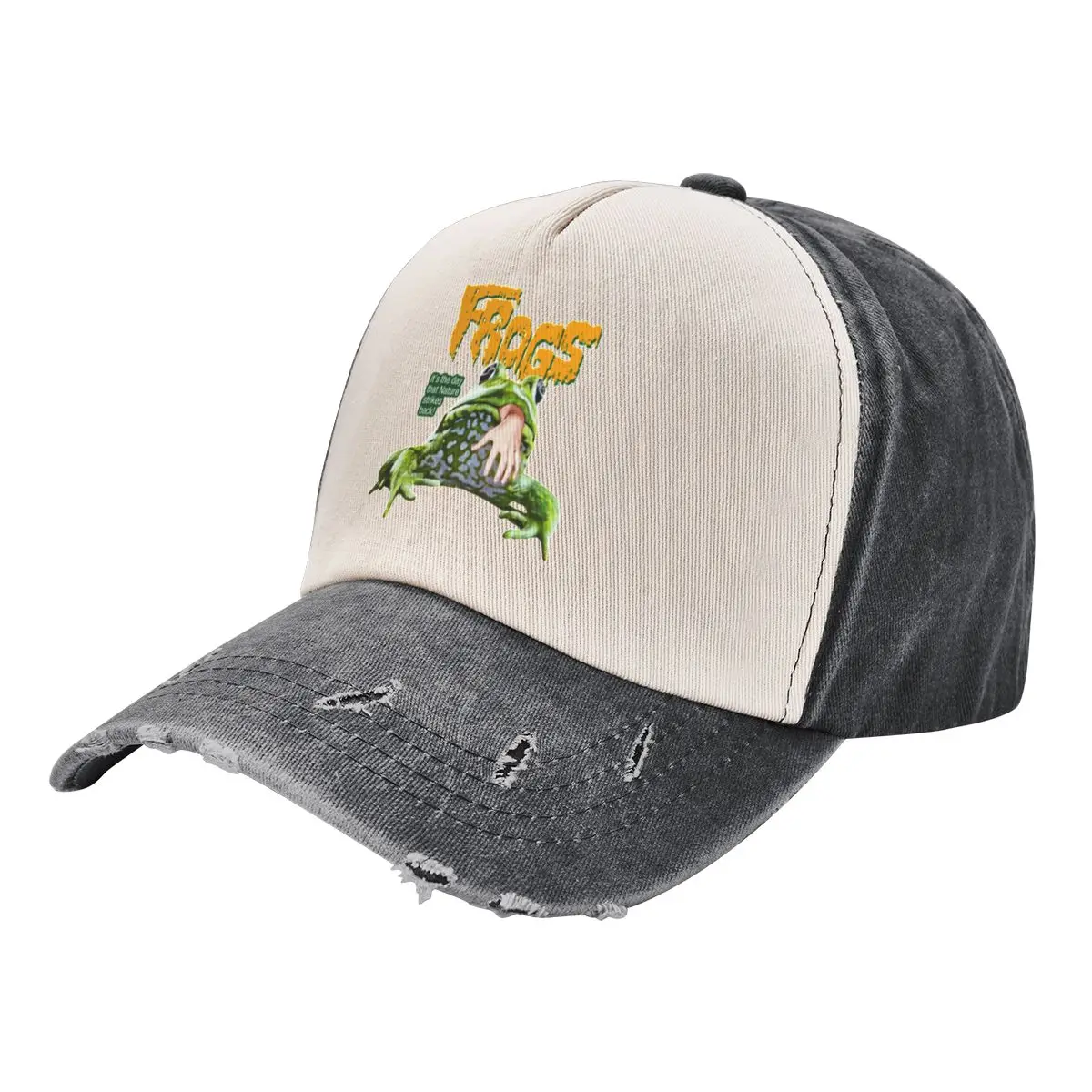 

Frogs — Reimagined 1972 Eco-Horror Film Artwork with Human-Eating Amphibian Baseball Cap Custom Cap Hood Men's Caps Women's