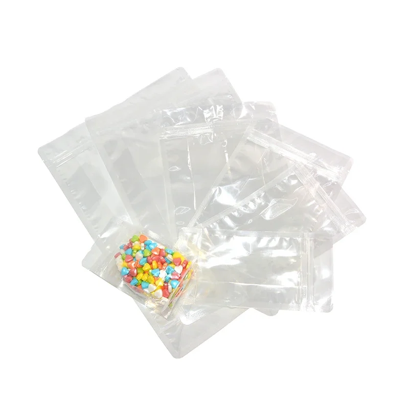 100pcs/Lot Transparent Plastic Food Bag Stand Up Ziplock Pouches for Packaging Nuts Grains Dry Goods