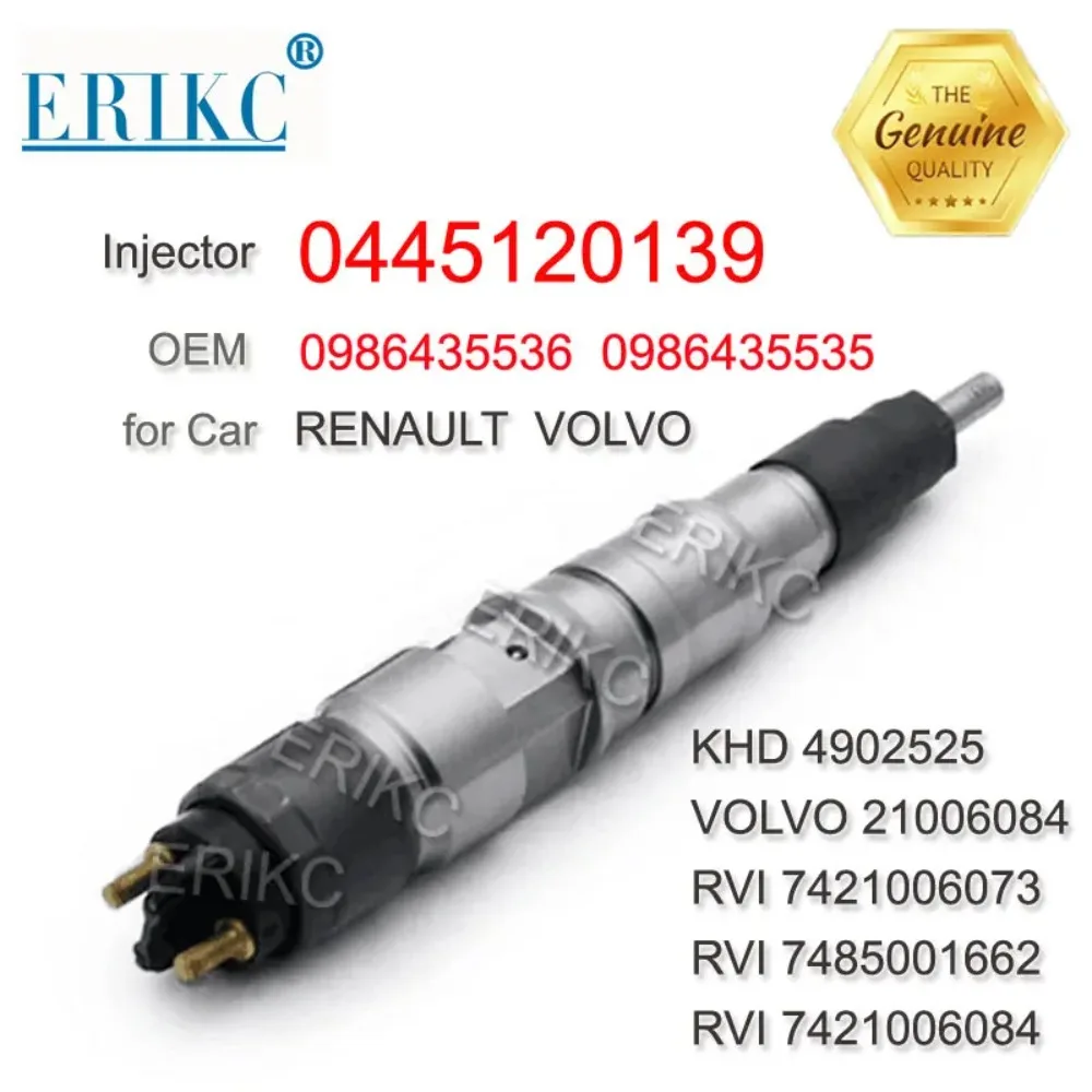 

0445120139 Auto Engine Injector Assy 0 445 120 139 Diesel Fuel Injector Assembly 0445 120 139 for BOSCH RENAULT 0986435536