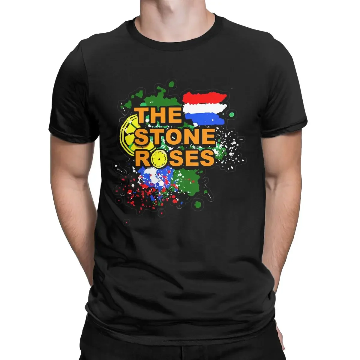 Fashion The Stone Roses Logo T-Shirt Men O Neck Pure Cotton T Shirts English Rock Band Short Sleeve Tee Shirt Original Clothes