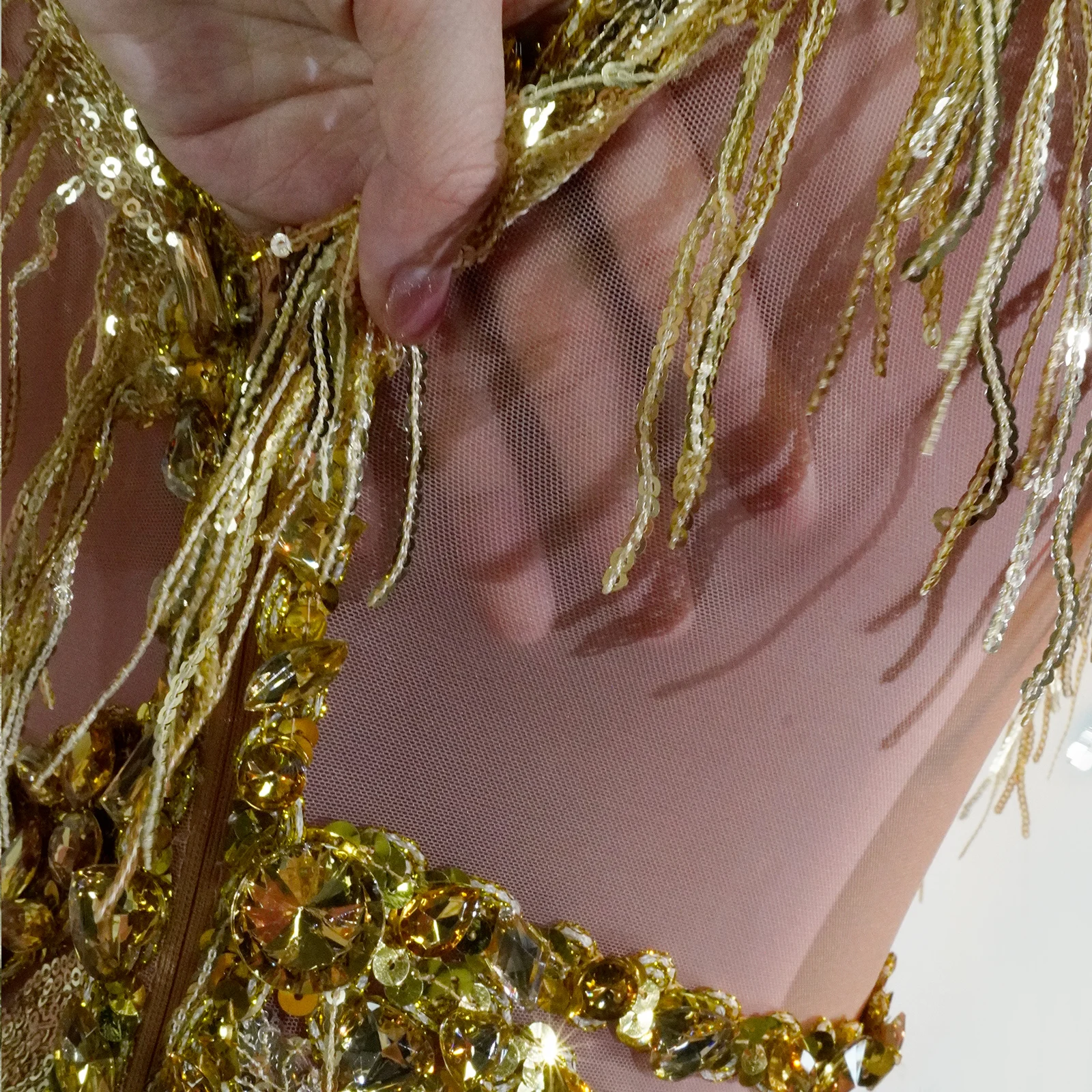 luxury sexy gold fringes jumpsuit sparkle rhinestones club party birthday outfits women drag queen pole dance festival costume