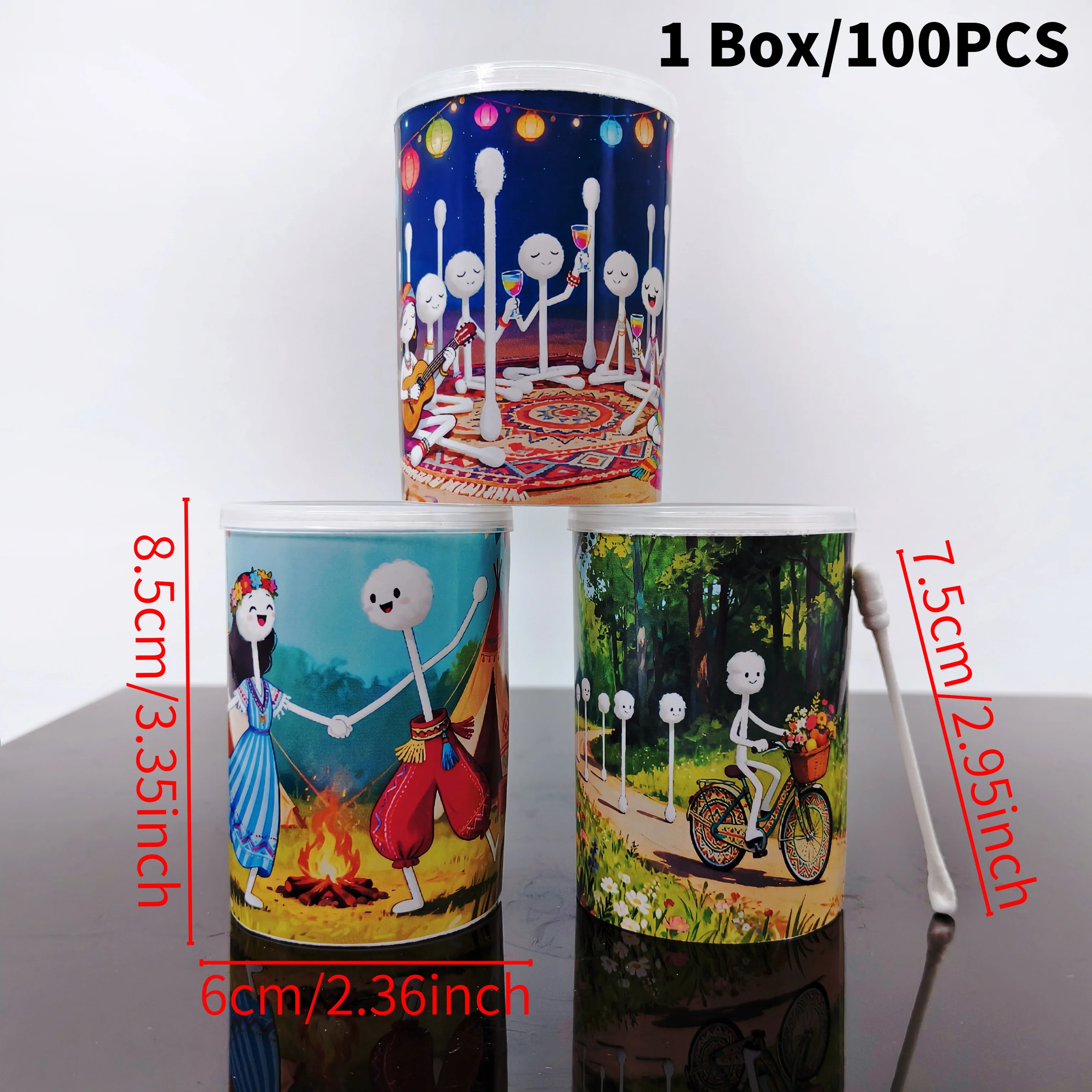 보헤미안 테마 이중 헤드 두꺼운 면봉 스크류 스푼 면봉 300개/400개