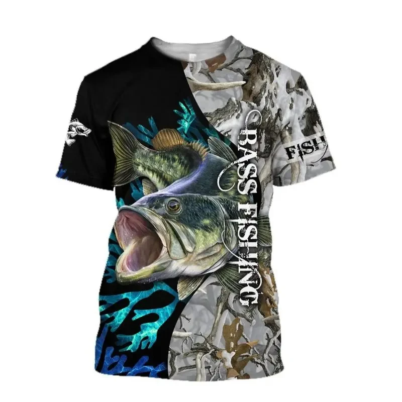 New Men T Shirts Quick Short Sleeve Tops Crew Neck Summer Clothing 3D Printing Fishing Graphic Shirts Large Size Men\'s Pullover