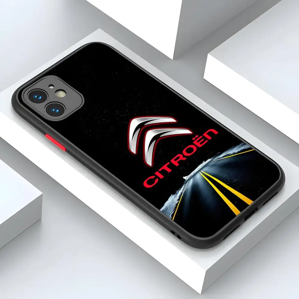Luxury Car Citroen Logo Design For gentleman iPhone 15 14 12 13 11 Pro Max XR XS Max Mini X 7 8 Plus matte shell Cover