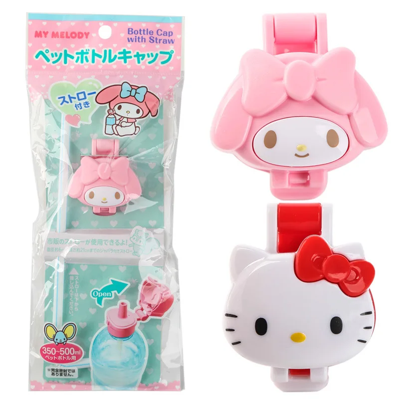 Kawaii Sanrio Beverage Bottle Caps Hello Kitty Cute Cartoon Kids Straw Bottles Alternative Anima Bottle Caps Gift Toys for Girls