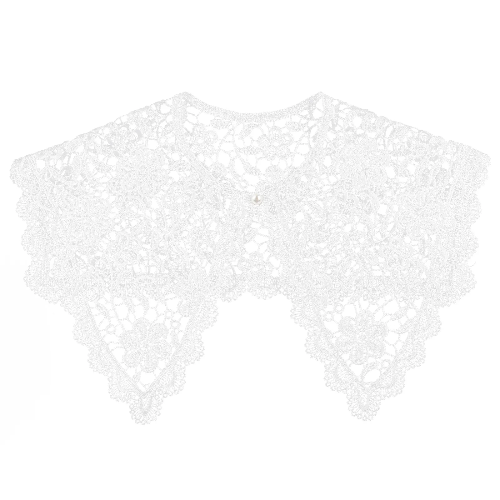 

Kesyoo Lace Floral Fake Collar Women Shawl Hollow Out Embroidery Decorative False Collar for Vest Tank Top Dress Shirt White