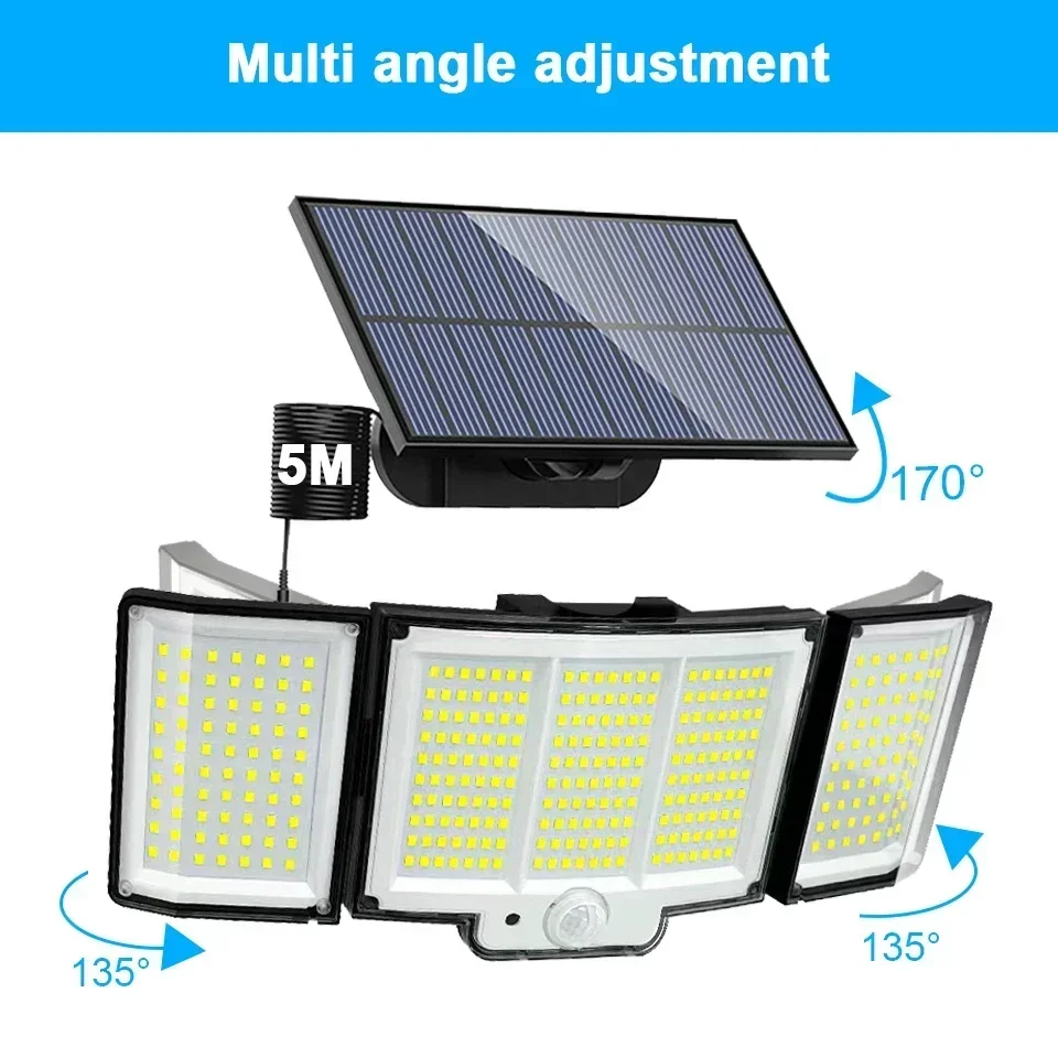 Imagem -06 - Led Luz Solar Parede ao ar Livre Ip65 à Prova Dip65 Água Holofote Lâmpada Sensor de Movimento Modos Rua Jardim Decoração Garagem Pátio 328 348