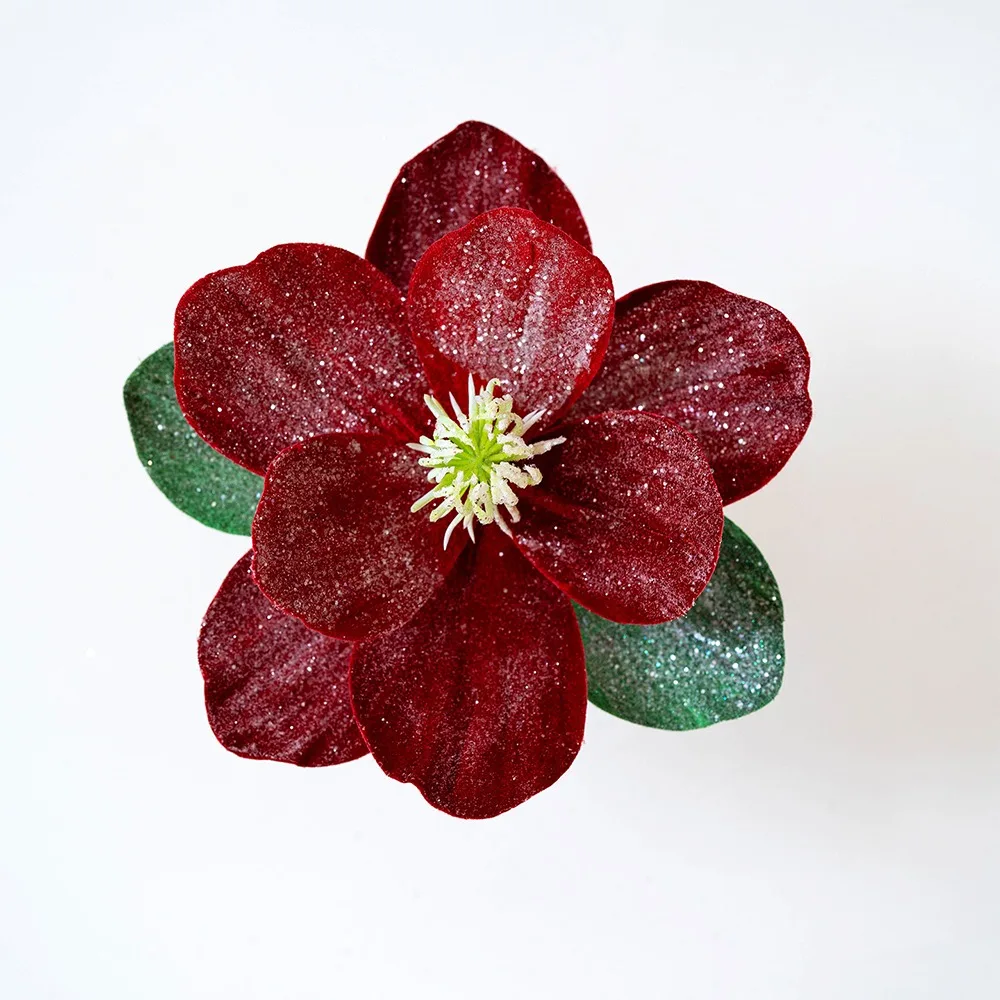 

25cm Artificial Christmas Flower Shiny Velvet Christmas Lotus Flower Realistic Handmade Xmas Tree Ornaments Wedding Gift