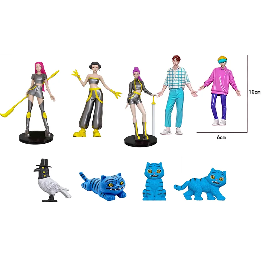 9 unids/set Anime Kpop Demon Hunters figura de acción juguete Derpys Tigre Rumi Mira Zoey Sussy estatuilla muñeca para niños Fans regalo ornamento