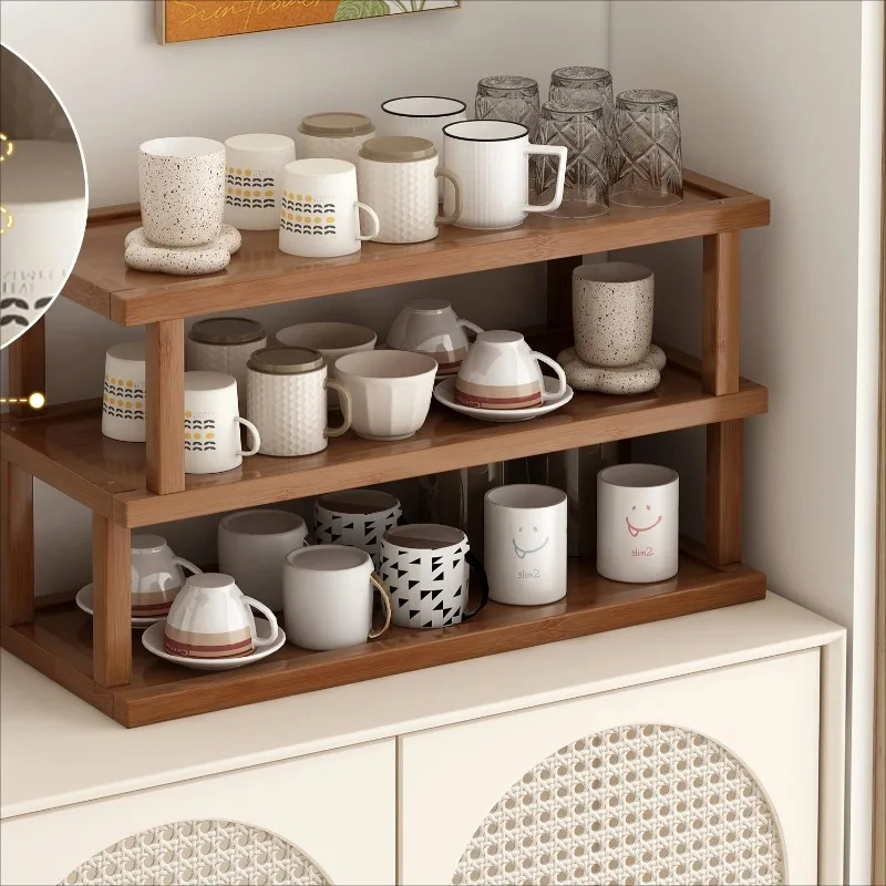 

Desktop Storage Rack Countertop Organizer Cup Storage Rack Simple Double Layer Table Organizer for Kitchen Dining Room
