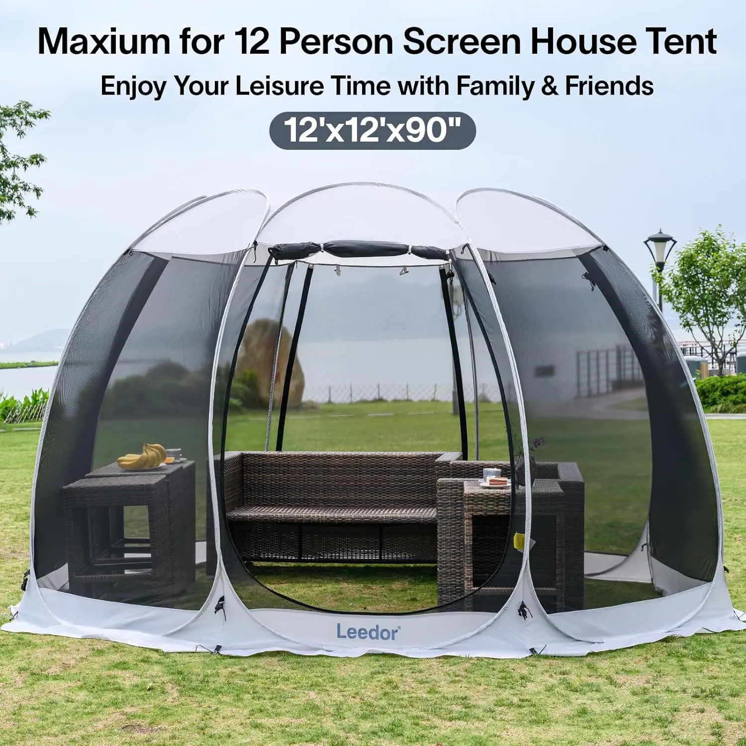 House Tent for 6-10 Person, Instant Setup Mesh Net Outdoor Gazebo Sun Shade Dome Tent Pop Up Canopy with Carry Bag for Camping