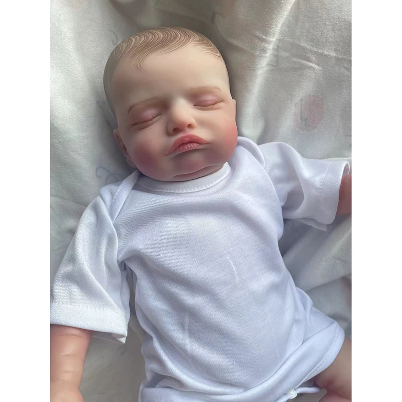 45CM Rosalie Reborn Doll Sleeping Baby Polular Soft Hand-Drawing Hair with Rooted Eyelash Collectible Art Doll Drop Shipping