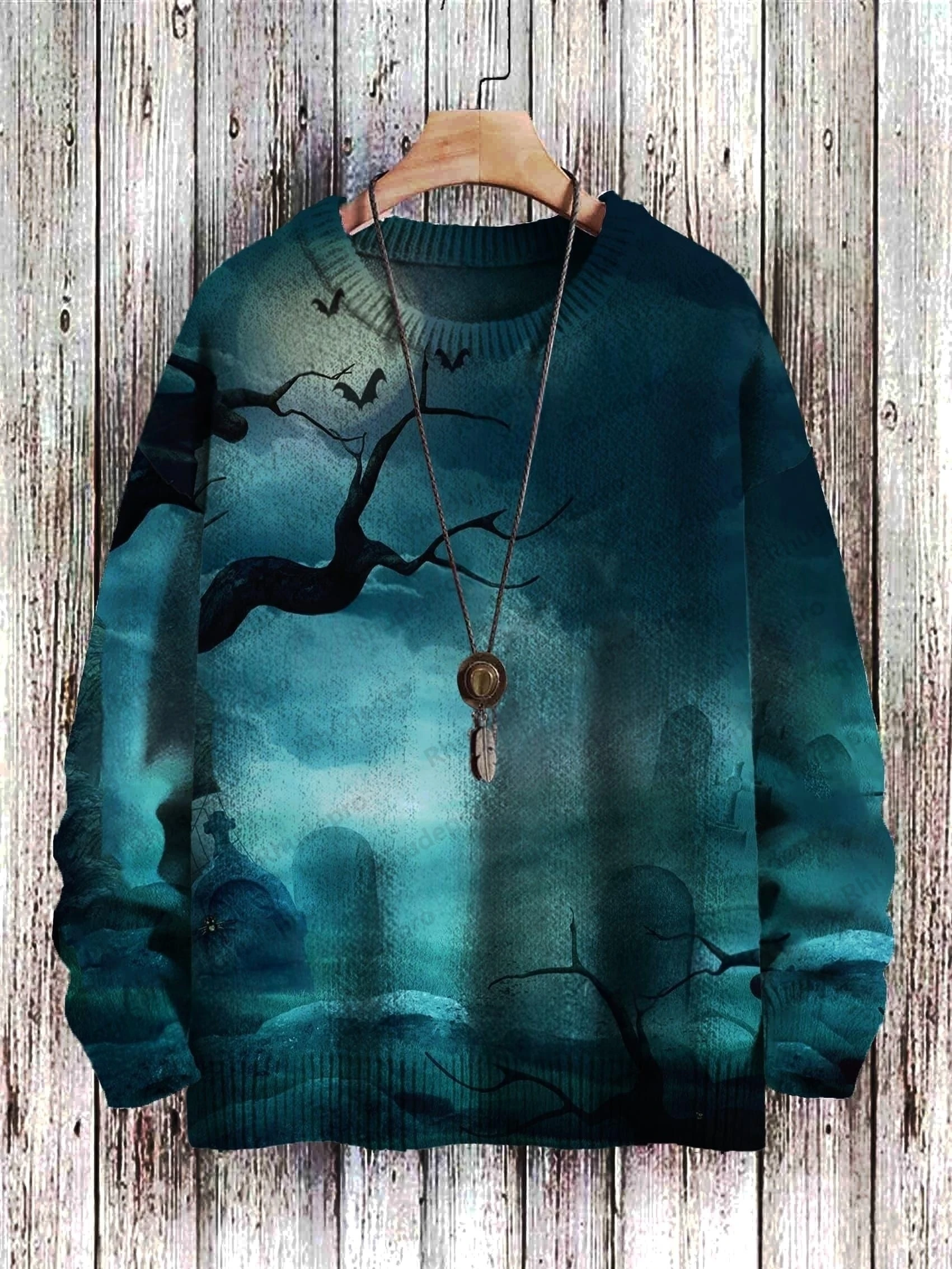 Grim Reaper Halloween Witch Vintage Art Pattern 3D Print Mens Knitted Pullover Winter Unisex Casual Knit Pullover Sweater