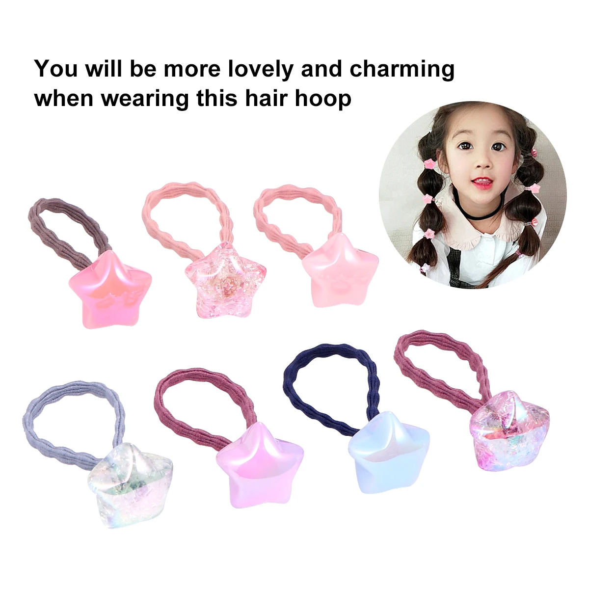 

20 Pcs Cartoon Rubber Band Set Ponytail Holders Girls Hair Ties Stretch Elastic Ropes Baby Hair Daily Wear Chic Cute