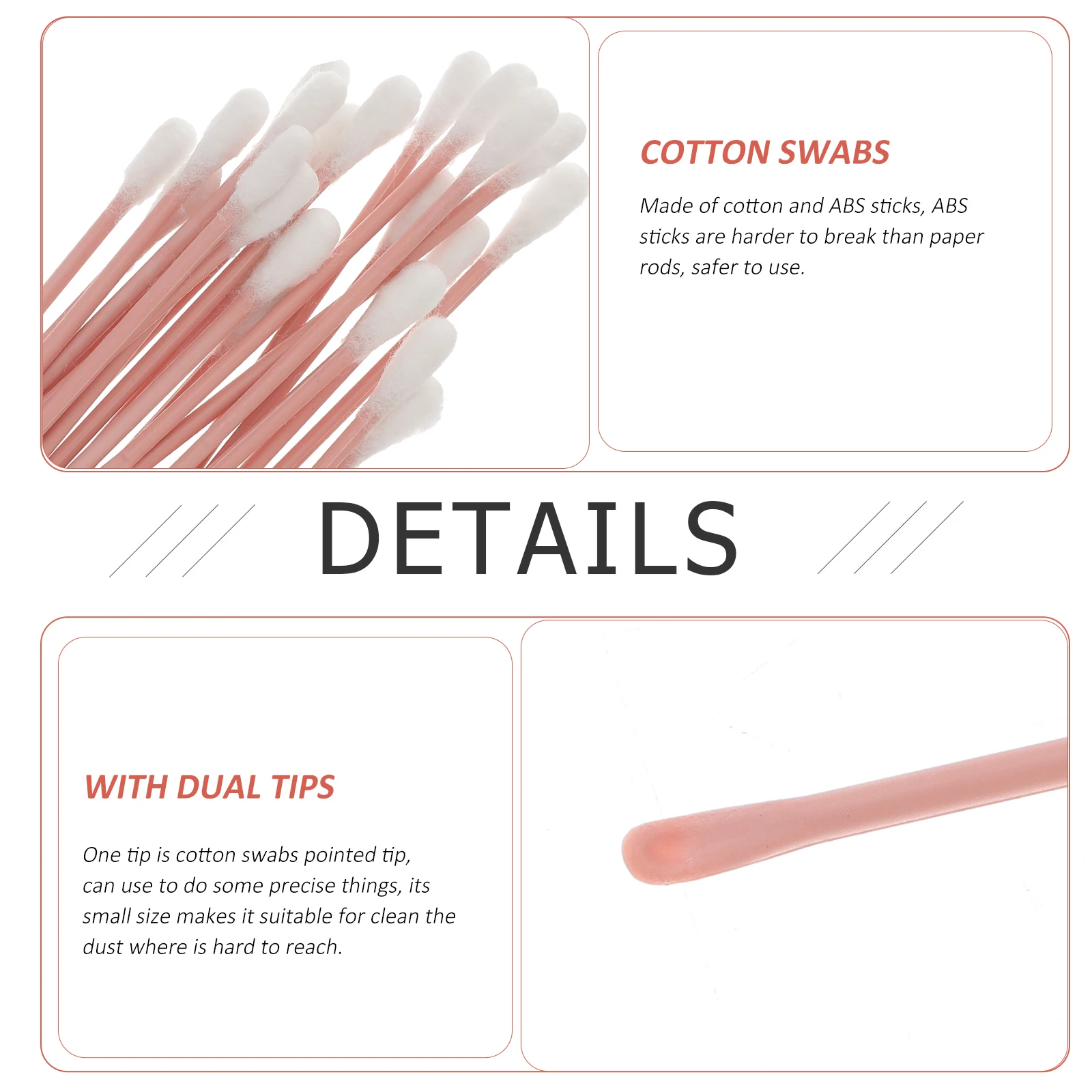 

80 Pcs Cotton Swabs Disposable Dual Tip Ear Cleaning Home Use Makeup Removal Precision Craft Abs Rods Safe To Use