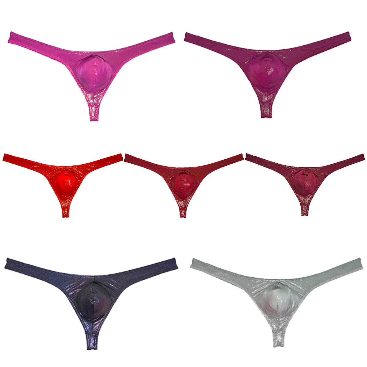 Men's Sexy Shinny G-Strings Low-Rise Solid Thongs Quick-Dry Sissy Panties Enhancing Underwear Breathable Brazilian Tangas