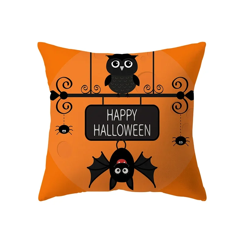 Devil Pumpkin Throw Pillow Cover Halloween Theme Sofa Chair Bed Linen Cushion Cover  Home Decor