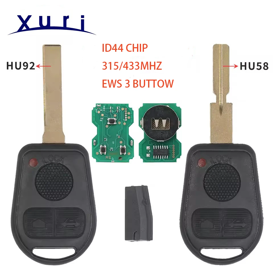 

Xuri Remote Car Key 315/433 Mhz ID44 Chip For BMW Z3 E31 E32 E34 E36 E38 E39 E46 Control Key HU92 HU58 BLADE