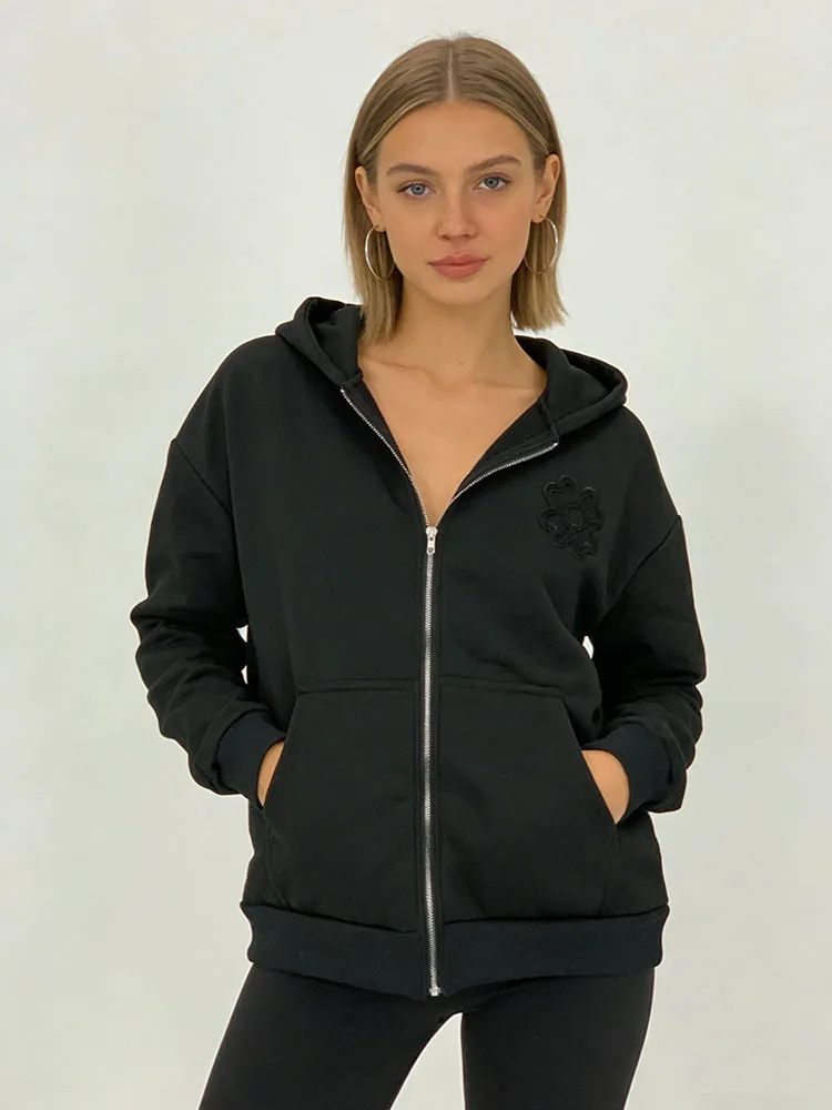 

Стильная уличная мода: толстовка с капюшоном на молнии, вышивка, искусство вышивки, толстовка Lulu, одежда в стиле Y2K