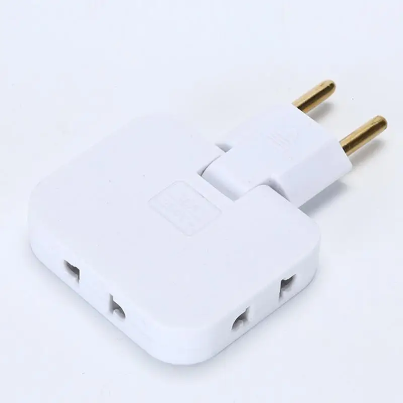 3 In1 EU Power Socket Plug Adapter 2500W 16A 250V EU Travel Aadapters Power Converter 180 Degree Rotating Tip Flat Wall