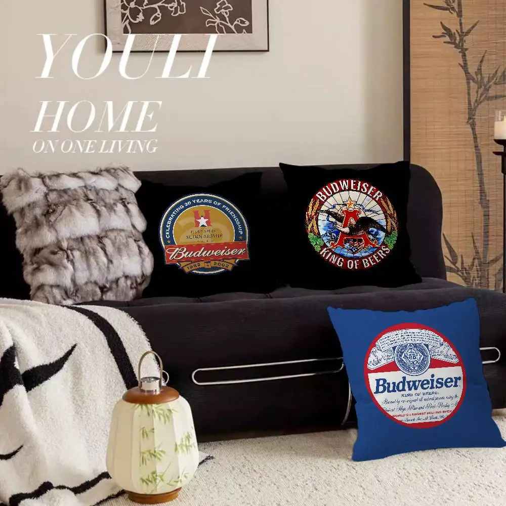 Beer Brand B-Budweiser Logo Cushion Cover Inches Farmhouse Decor Home Throw Pillow Covers for Couch Decorations