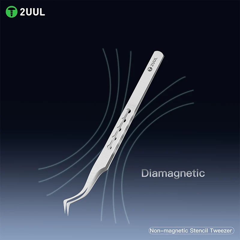 2UUL TW22 TW21 Straight Curved Head Non-magnetic Tweezers for Mobile Phone Maintenance Motherboard IC Chip Repair Clamp