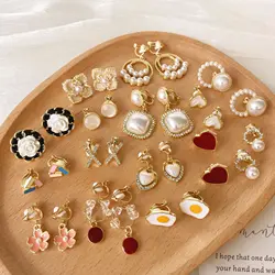 Korean Version of Love Pearl Ear Clip for Women with No Ear Holes High-end Ear Bone Clip Simple and White Matching Earrings