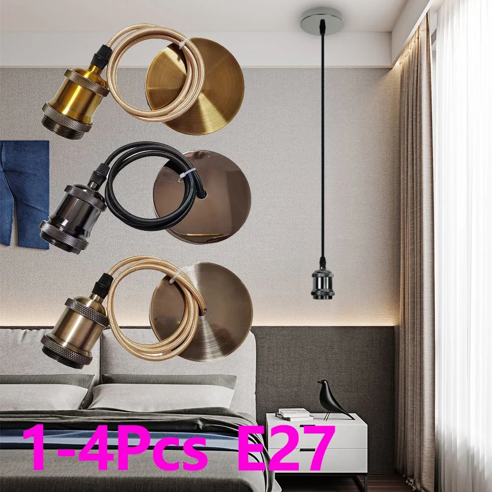 1-4Pcs Vintage Edison Lamp Base E27 Screw Hanging Ceiling Night Light Pendant Lampholder Retro Bullb Socket Base Home Decor