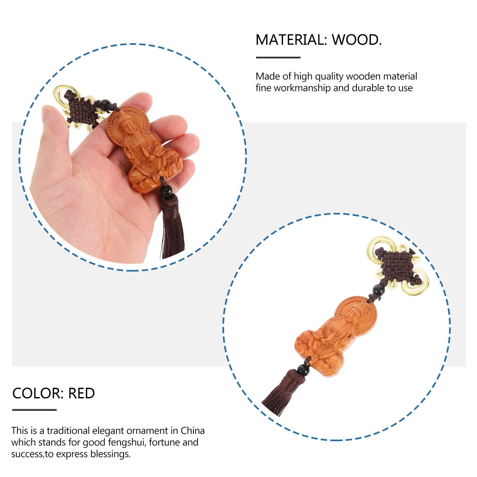 Wood Guanyin Car Hanging Pendant Elegant Traditional Chinese Buddha Statue Car Interior Decor Zen Feng Shui Blessing Ornament
