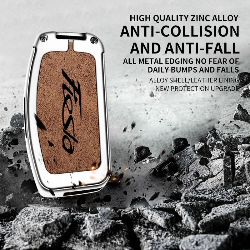 Nueva funda para llave de aleación de Zinc TPU para coche con logotipo de Ford Fiesta, llavero de coche, carcasa de llave de Metal, accesorios de