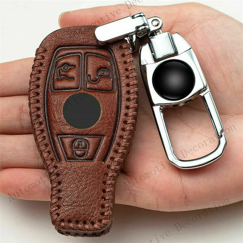 Z+ For Mercedes Benz A C W204 W210 Leather Car Remote Key Fob Cover Case Bag Shell
