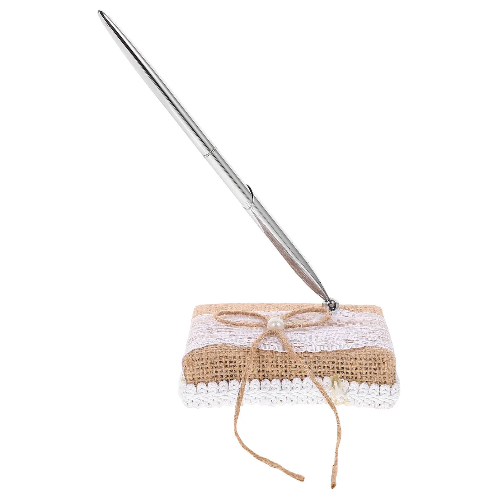 

Изысканная свадебная ручка из прочного льняного материала и стали для подписи на гостевой книге на юбилей, день рождения, банкет