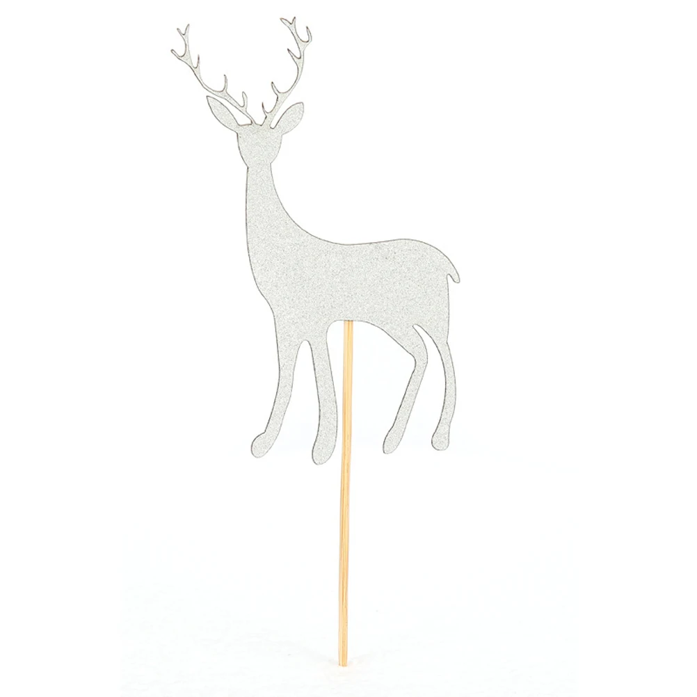 

20 pcs Deer Design Cake Toppers Vintage Silver Food Picks for Baby Themed Party Decorations Dessert Inserts Fruit Skewers