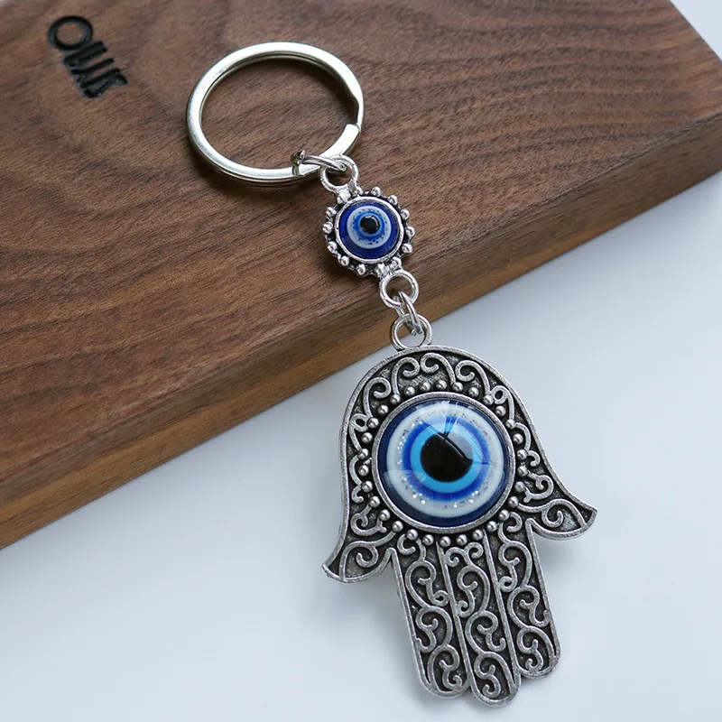 Lucky Eye Fatima Hamsa Hand Keychain Turkish Evil Eye Key Chain Bag Car Keyring for Women Men llavero porte
