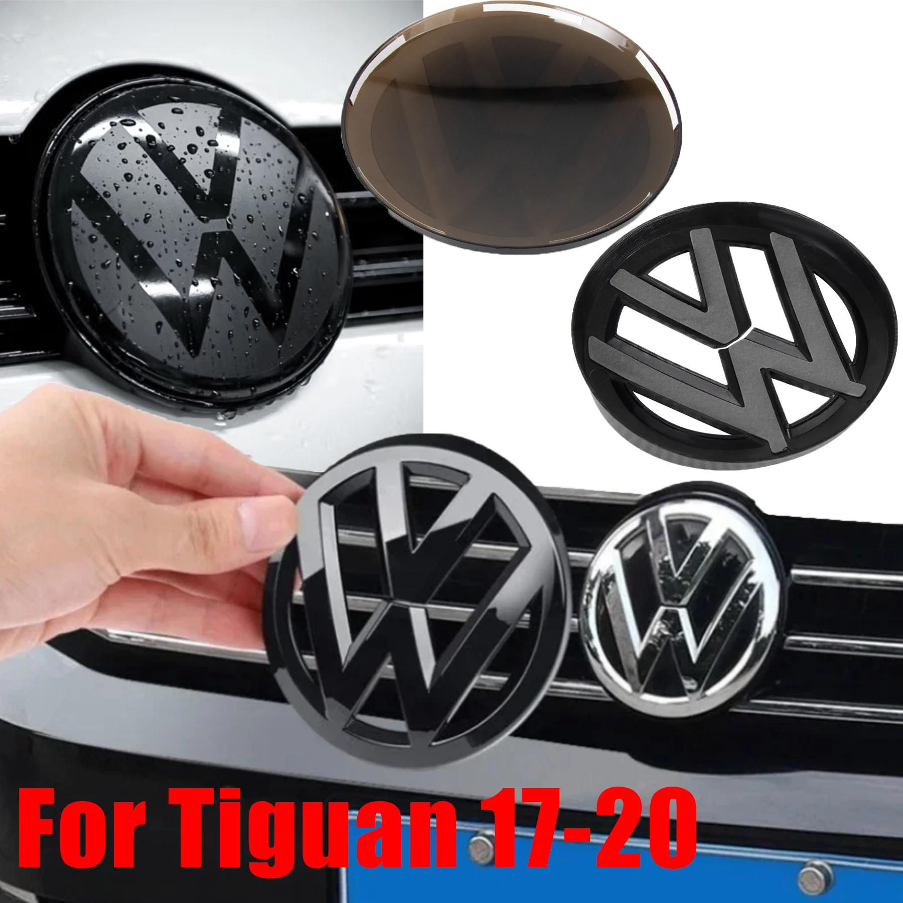 Insignia de rejilla delantera para coche, pegatina de cubierta de emblema de maletero trasero, no afecta al ACC, color negro, para Volkswagen VW